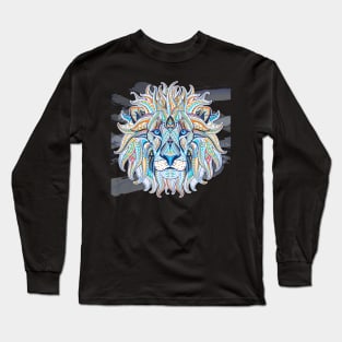 Mandala Art Zentangle Lion Face Art Sacred Geometry Long Sleeve T-Shirt